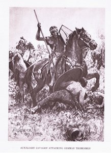 जर्मन जनजातियों पर हमला करने वाली सहायक सेना, रोमन सैनिक का चित्रण, 1928
