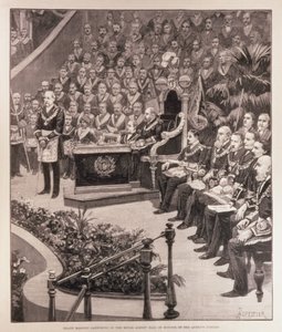 18 जून 1887 को &39;द इलस्ट्रेटेड लंदन न्यूज&39; से महारानी जयंती के सम्मान में रॉयल अल्बर्ट हॉल में ग्रैंड मेसोनिकिंग