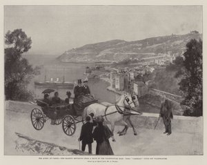 Cimiez की रानी, महामहिम Villefranche Road, HMS Cambrian Villefranche से दूर एक ड्राइव से लौटते हुए