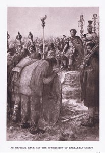 सम्राट को बर्बरीक प्रमुखों का परिचय प्राप्त होता है, रोमन सोल्जर, 1928 से चित्रण