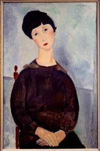 Amedeo Modigliani द्वारा एक बैठी हुई ब्राउन गर्ल पेंटिंग का चित्रण द्वारा एमेडियो मोदिग्लिआनी