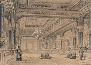 1872 में इस्तांबुल में सिरागन पैलेस का इंटीरियर।