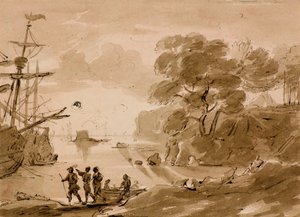 शीर्षकहीन [तट दृश्य], c.1803 (कलम और धो) द्वारा अमेलिया लोंग