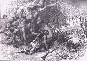चेरोकीज़ 1760 का विश्वासघात, कैसल, पेट्टर और गैलपिन द्वारा प्रकाशित संयुक्त राज्य अमेरिका के कैसल्स हिस्ट्री का चित्रण, c.1900 (लिथो) द्वारा अमेरिकन इंग्लिश स्कूल