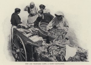 मछली और सब्जी गाड़ियां, एक करीबी गणना (बी/डब्ल्यू फोटो) द्वारा अमेरिकी फोटोग्राफर