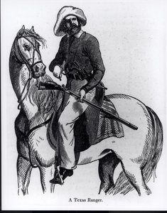 एक टेक्सास रेंजर, 1848 में जॉन फ्रॉस्ट द्वारा &39;पिक्टोरियल हिस्ट्री ऑफ मैक्सिको एंड द मैक्सिकन वॉर&39; का चित्रण द्वारा अमेरिकी स्कूल
