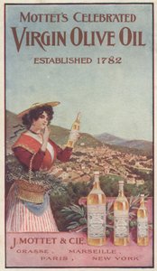 Mottets के लिए विज्ञापन वर्जिन जैतून का तेल, c.1900 मनाया द्वारा अमेरिकी स्कूल