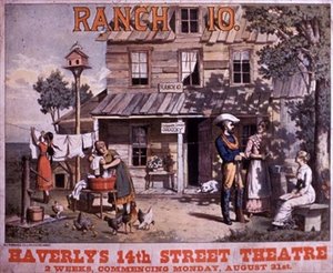 Haverly's 14th Street Theatre (कलर लिथो) में 'Ranch 10' के लिए विज्ञापन द्वारा अमेरिकी स्कूल