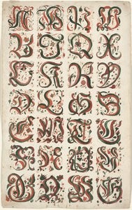 वर्णमाला, फ्रैक्चर पेंटिंग, c.1825-50 द्वारा अमेरिकी स्कूल