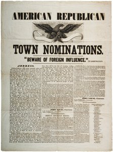 अमेरिकन रिपब्लिकन टाउन नामांकन: विदेशी प्रभाव से सावधान रहें, c.1845