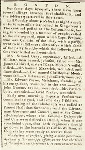 5 मार्च, 1770 को बोस्टन नरसंहार की घटनाओं का विस्तार करते हुए बोस्टन क्रॉनिकल का लेख द्वारा अमेरिकी स्कूल