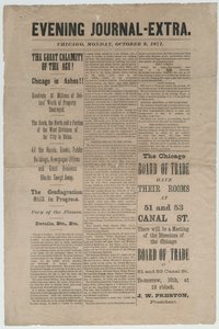 1871 के शिकागो फायर के बारे में शिकागो इवनिंग जर्नल-एक्स्ट्रा से अनुच्छेद, 9 अक्टूबर 1871