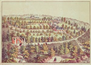 बर्ड-आई व्यू ऑफ़ माउंट वर्नोन, 1859 द्वारा अमेरिकी स्कूल
