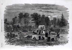 ब्लेंकर की ब्रिगेड ने &39;हार्पर पिक्टोरियल हिस्ट्री ऑफ द सिविल वॉर&39;, 1861 से, सेंटर्विल के पास रिट्रीट के पास जुलाई 1861 को कवर किया। द्वारा अमेरिकी स्कूल