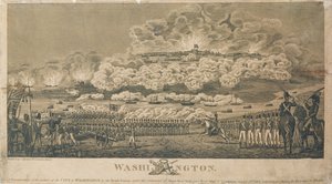 अंग्रेजों द्वारा वाशिंगटन को जलाना, 24 अगस्त 1814 को आई। रायलैंड द्वारा प्रकाशित द्वारा अमेरिकी स्कूल