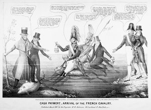 नकद भुगतान - एचआर रॉबिन्सन, न्यूयॉर्क, 1836 (उत्कीर्ण) द्वारा प्रकाशित फ्रांसीसी कैवलरी का आगमन द्वारा अमेरिकी स्कूल