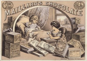 चॉकलेट पीने वाले बच्चे, Maillards Chocolate का विज्ञापन द्वारा अमेरिकी स्कूल