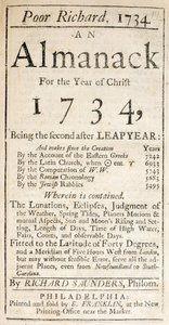 गरीब रिचर्ड का कवर, एक पंचांग, 1734 (प्रिंट) द्वारा अमेरिकी स्कूल
