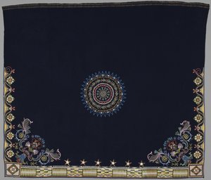 डांस ब्लैंकेट, अनिशिनाबे, डकोटा, c.1840-50 (ऊन, रेशम और मोती) द्वारा अमेरिकी स्कूल