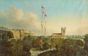कैंटन, चीन में फैक्ट्रियां, c.1850 द्वारा अमेरिकी स्कूल