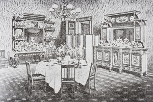 1890 के दशक में द व्हाइट हाउस का पारिवारिक भोजन कक्ष, वाशिंगटन डीसी, संयुक्त राज्य अमेरिका द्वारा अमेरिकी स्कूल