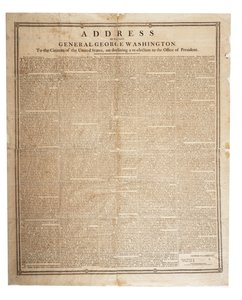 17 सितंबर 1796 को स्वर्गीय जनरल जॉर्ज वाशिंगटन का विदाई संबोधन