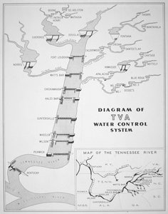 'टेनेसी वैली अथॉरिटी' के लिए फ्रैंकलिन डी. रूजवेल्ट की योजना (1882-1945) द्वारा अमेरिकी स्कूल