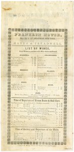 23 मई, 1844, 1844 के लिए फ्रेंकलिन हाउस वाइन सूची द्वारा अमेरिकी स्कूल
