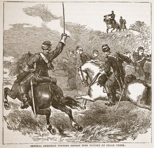 जनरल शेरिडन एक पुस्तक पब से सीडर क्रीक में हार को जीत में बदल रहा है। 1896 द्वारा अमेरिकी स्कूल