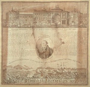 1824 (कपास) में जनरल लाफयेते (1757-1834) के आगमन की याद में रूमाल द्वारा अमेरिकी स्कूल
