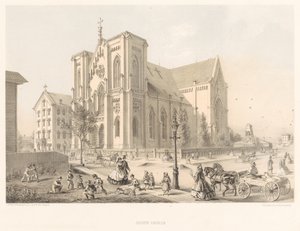 जेसुइट चर्च, चर्च ऑफ द होली फैमिली, शिकागो 1866 (लिथो) द्वारा अमेरिकी स्कूल