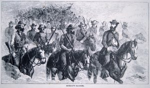 जॉन हंट मॉर्गन (1825-64) रेडर्स (लिथो) द्वारा अमेरिकी स्कूल