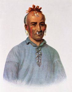 किश-काल-वा, एक शॉनी चीफ, थॉमस एल मैककेनी और जेम्स हॉल, पब द्वारा &39;द इंडियन ट्राइब्स ऑफ नॉर्थ अमेरिका, वॉल्यूम 1&39; का चित्रण। जॉन ग्रांट द्वारा द्वारा अमेरिकी स्कूल