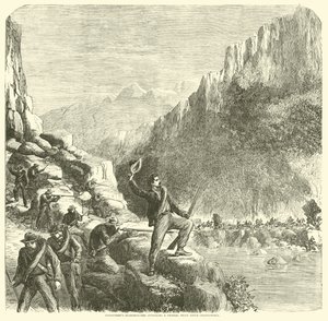 अक्टूबर 1863 को चेटानोगो के ऊपर एक संघीय ट्रेन पर हमला करने वाले लॉन्गस्ट्रीट के शार्पशूटर द्वारा अमेरिकी स्कूल