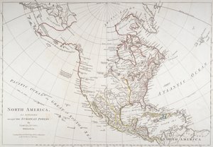 यूरोपीय शक्तियों द्वारा विभाजित उत्तरी अमेरिका का चित्रण मानचित्र, 1774