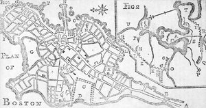 बोस्टन का नक्शा, बिस्कॉस्टफ्स अल्बानी अल्मानैक में मुद्रित, 1776 (प्रिंट)