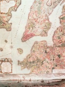 1766-67 में न्यूयॉर्क का नक्शा (कागज पर पानी के रंग का) द्वारा अमेरिकी स्कूल