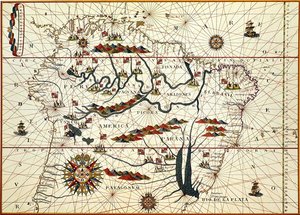 1582 में दक्षिण अमेरिका का नक्शा द्वारा अमेरिकी स्कूल