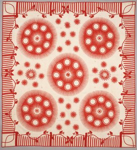 "मैरिनर कम्पास" या "सनबर्स्ट" रजाई, c.1840-50 (appliquéd cotton) द्वारा अमेरिकी स्कूल