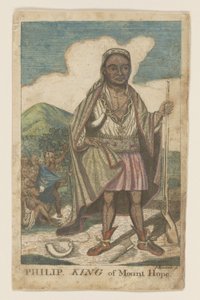 फिलिप, माउंट होप के राजा, पब। 1772 (हाथ के रंग का उत्कीर्णन) द्वारा अमेरिकी स्कूल