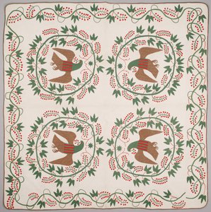 रजाई, सी.1840-50 (एप्लिकेड कॉटन) द्वारा अमेरिकी स्कूल
