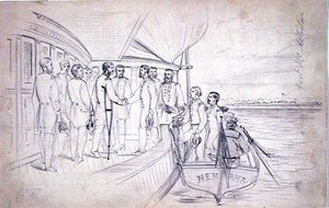 ओगीची नदी पर जनरल फोस्टर द्वारा जनरल शेरमेन का स्वागत द्वारा अमेरिकी स्कूल