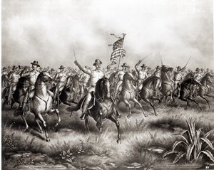रफ राइडर्स: कर्नल थियोडोर रूजवेल्ट, सैन जुआन हिल, सेंटियागो, क्यूबा में 1898 में यूएस कमांडर द्वारा अमेरिकी स्कूल