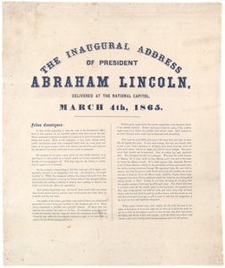 राष्ट्रपति अब्राहम लिंकन का उद्घाटन भाषण 4 मार्च 1865 को नेशनल कैपिटल में दिया गया द्वारा अमेरिकी स्कूल