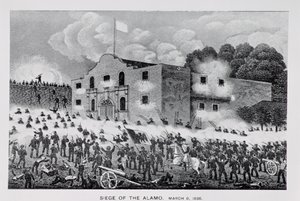 अलामो की घेराबंदी, 6 मार्च 1836, विलियम एच। ब्रोकर द्वारा &39;टेक्सास, ए एपिटोम ऑफ टेक्सास हिस्ट्री, 1897&39; से द्वारा अमेरिकी स्कूल