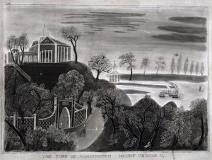 1807 के बाद वाशिंगटन का पर्वत, वर्नोन, Va।, (सैंडपेपर पर ग्रेफाइट) द्वारा अमेरिकी स्कूल