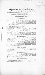 यूनाइटेड स्टेट्स बिल ऑफ राइट्स, 1789 पूरा (प्रिंट) द्वारा अमेरिकी स्कूल