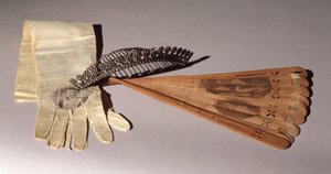 14 सितंबर, 1824 को लाफयेते (1757-1834) के सम्मान में एक गेंद पर पहना हुआ तारा, दस्ताने और पंखा द्वारा अमेरिकी स्कूल