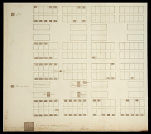 सवाना की नगर योजना, c.1733 (कागज पर कलम और स्याही) द्वारा अमेरिकी स्कूल