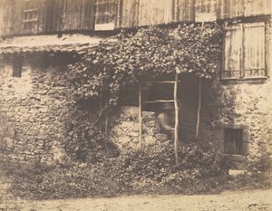 [रूस्टिक बिल्डिंग विथ मैन अंडर ट्रेलिस], सीए। 1853.